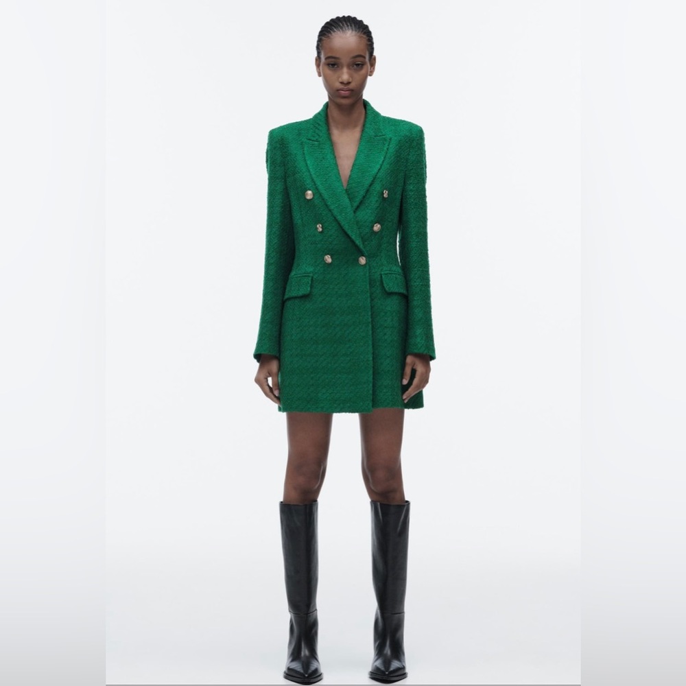 ZARA BRAND NEW STRUCTURED BLAZER GREEN XS